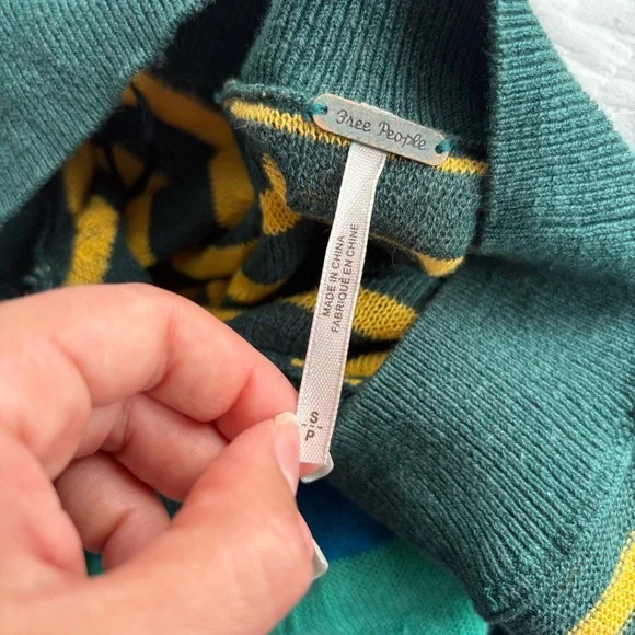 Free People Block Party Pullover Top Striped Oversized linen blend Knit Sweater - Picture 5 of 11